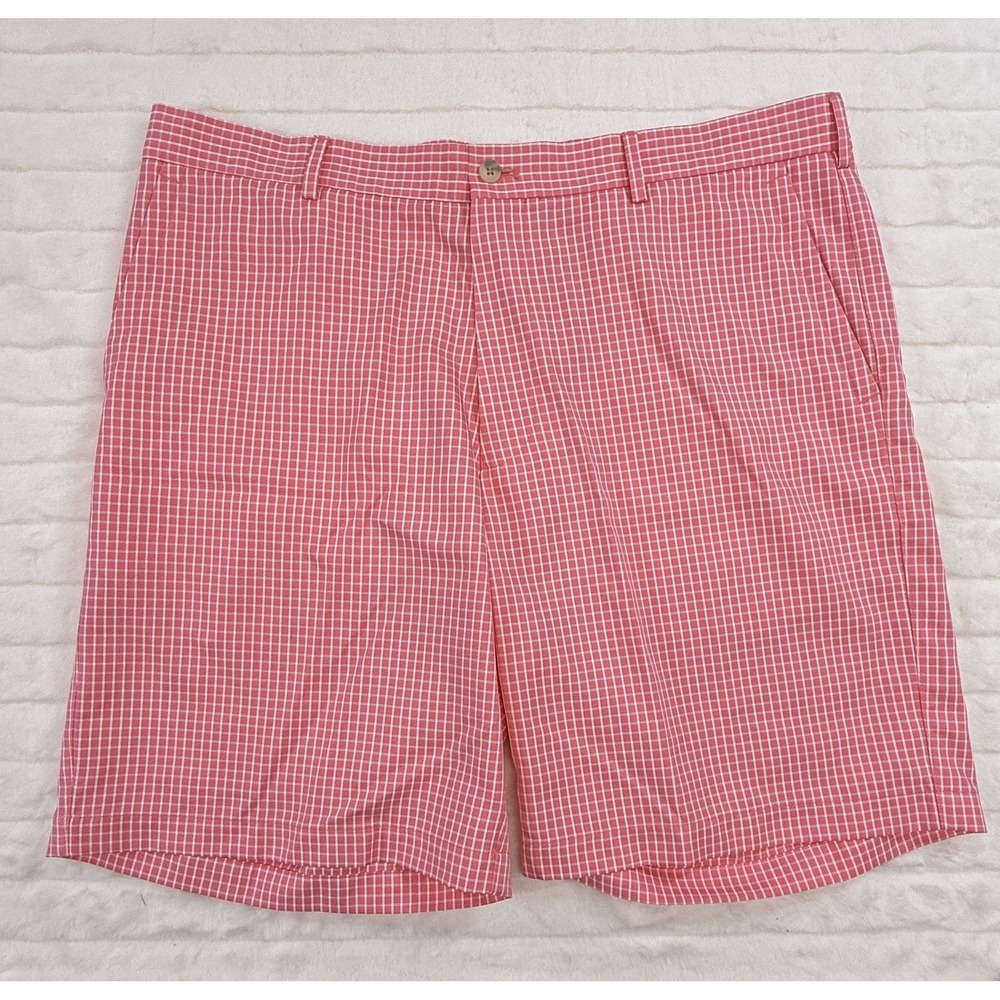 Peter‎ Millar Shorts Mens 38 Red White Plaid Wicking Polyester Golf Performance